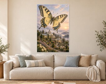 Swallowtail Butterfly Art Print | Botanical Garden Fantasy Wall Decor
