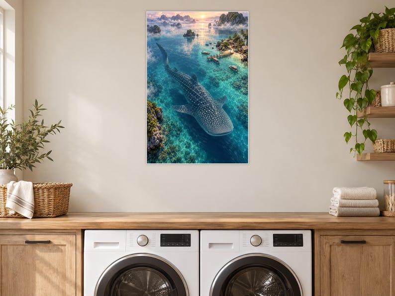 Whale Shark Art Print | Tropical Lagoon Fantasy Wall Decor zdjęcie 11