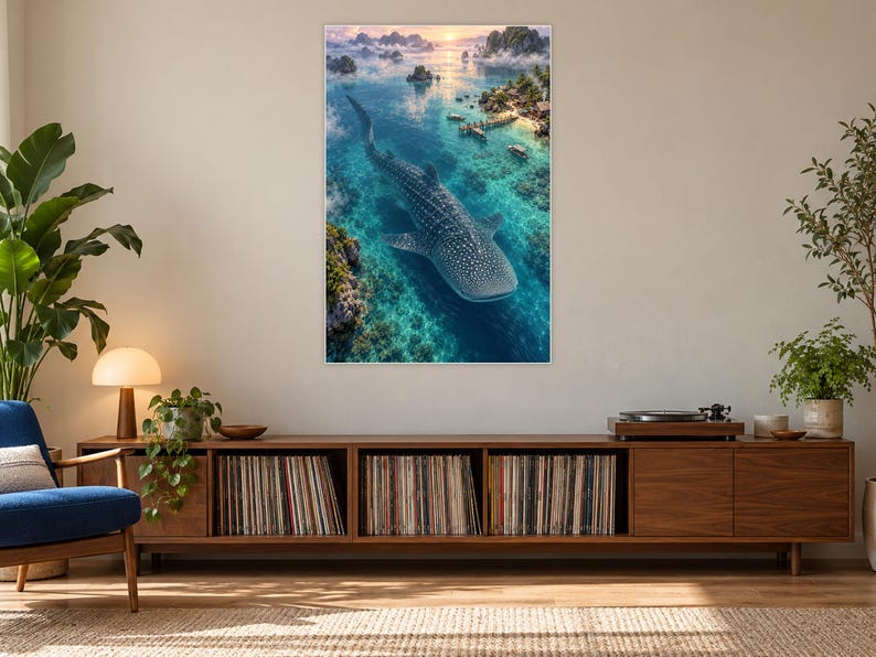 Whale Shark Art Print | Tropical Lagoon Fantasy Wall Decor zdjęcie 17