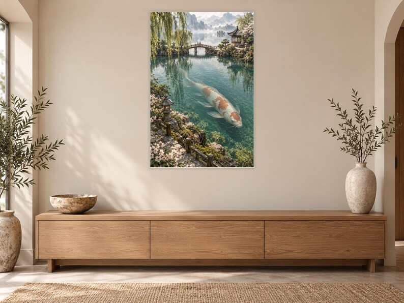Koi Fish Art Print | Japanese Garden Fantasy Wall Decor image 12