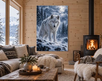 Arctic Wolf Print | Snow Wildlife Wall Art | Cinematic Animal Portrait
