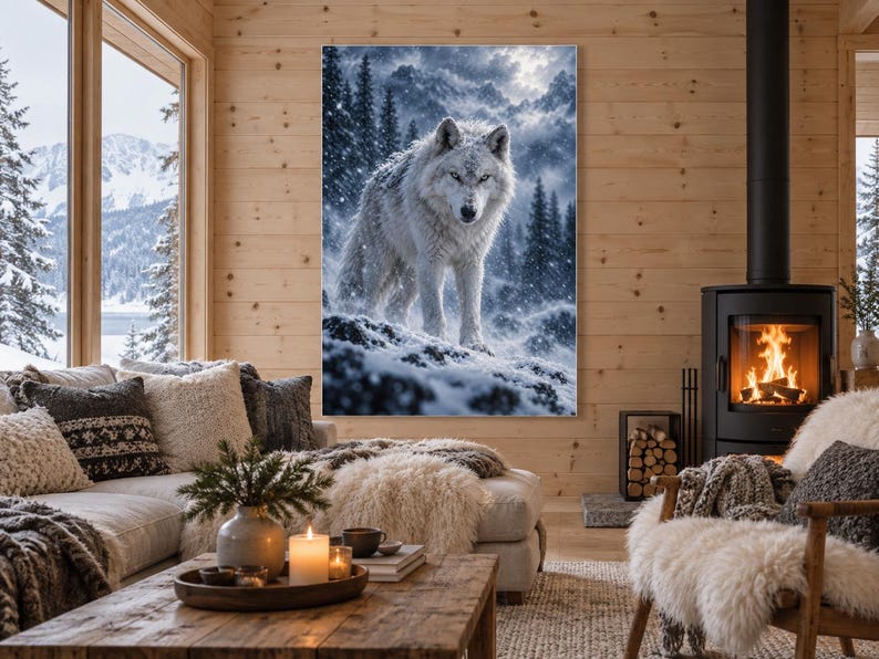 Arctic Wolf Print | Snow Wildlife Wall Art | Cinematic Animal Portrait image 1