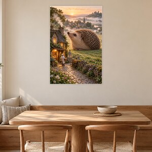 Hedgehog Art Print | Cozy Village Bakery Fantasy Wall Decor immagine 9