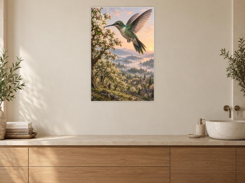 Hummingbird Art Print | Blossom Orchard Fantasy Wall Decor imagen 10