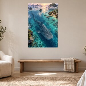 Whale Shark Art Print | Tropical Lagoon Fantasy Wall Decor zdjęcie 5