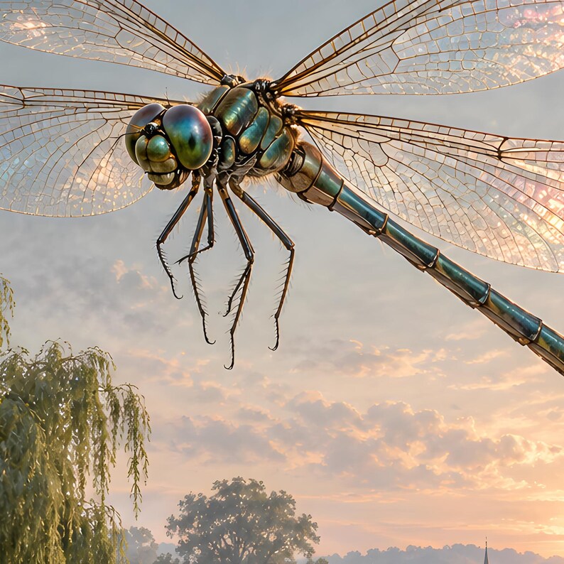 Dragonfly Art Print | Misty Canal Fantasy Wall Decor immagine 19