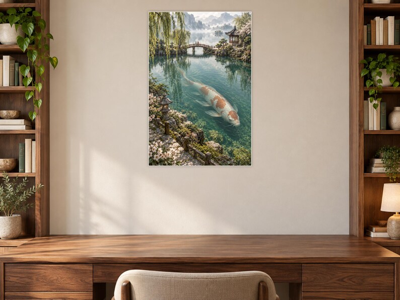 Koi Fish Art Print | Japanese Garden Fantasy Wall Decor image 7