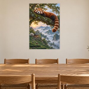 Red Panda Art Print | Misty Tea Garden Fantasy Wall Decor image 8