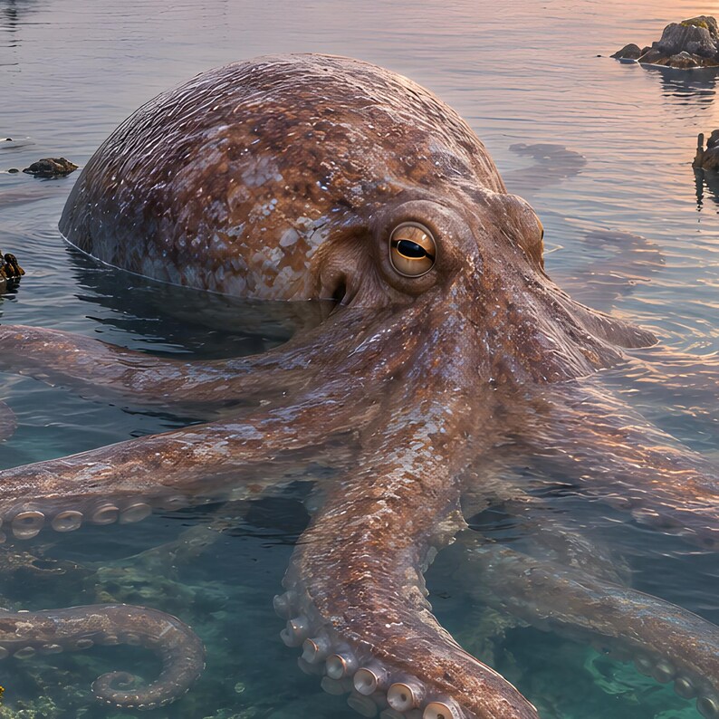 Octopus Art Print | Coastal Lighthouse Fantasy Wall Decor image 19