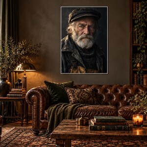 Moody Fisherman Portrait Print | Cinematic Character Wall Art | Dark Academia Fine Art Poster image 1