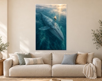 Blue Whale Art Print | Peaceful Ocean Fantasy Wall Decor