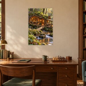 Woodland Game Room Art Print | Cozy Cabin Stream Wall Decor image 2