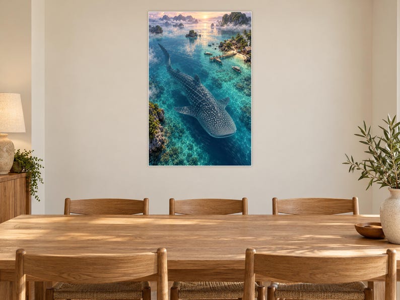 Whale Shark Art Print | Tropical Lagoon Fantasy Wall Decor zdjęcie 8