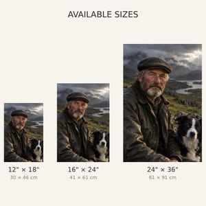 Highland Shepherd Portrait Print | Scottish Countryside Wall Art | Moody Character Poster image 3