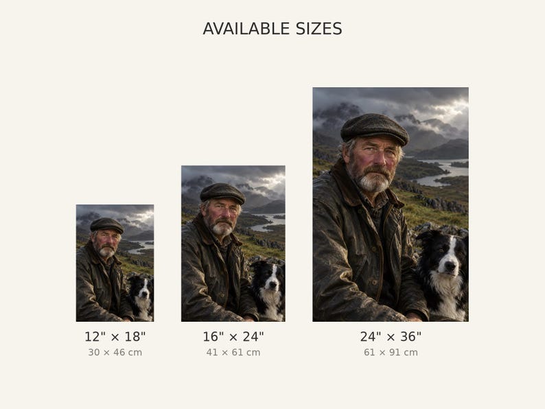 Highland Shepherd Portrait Print | Scottish Countryside Wall Art | Moody Character Poster image 3