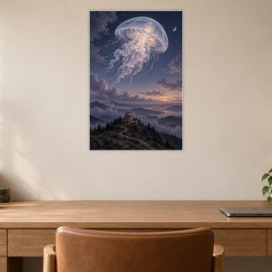 Jellyfish Art Print | Celestial Observatory Fantasy Wall Decor image 6