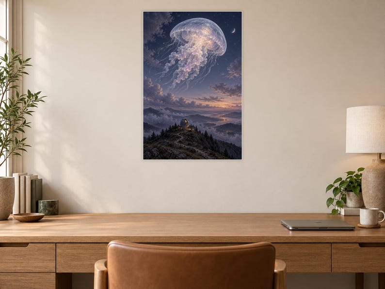 Jellyfish Art Print | Celestial Observatory Fantasy Wall Decor image 6