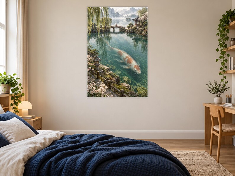 Koi Fish Art Print | Japanese Garden Fantasy Wall Decor image 16