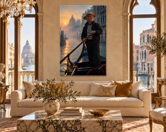 Venetian Gondolier Print | Cinematic Portrait Wall Art | Venice Italy Poster