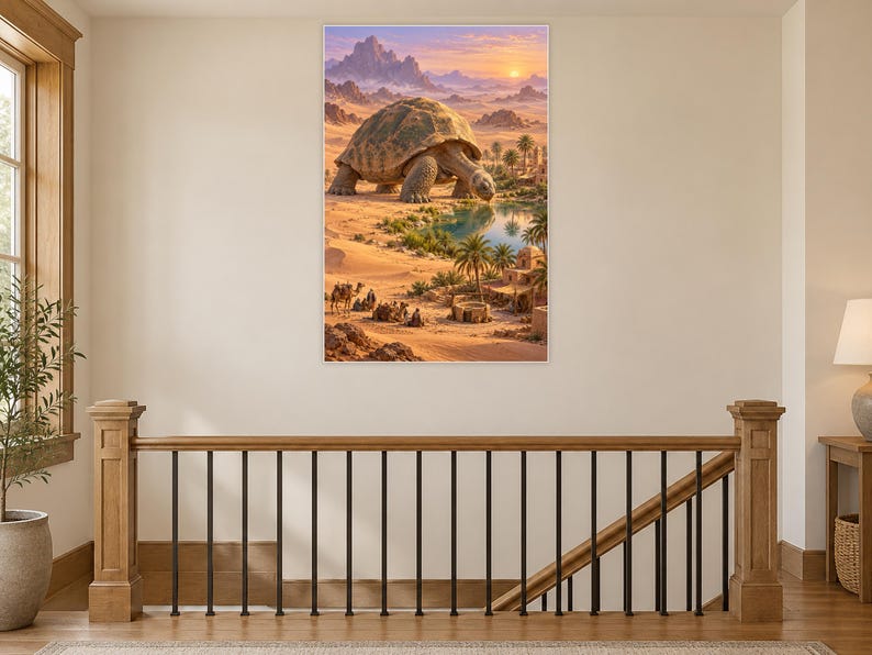 Desert Tortoise Art Print | Oasis Village Fantasy Wall Decor afbeelding 14