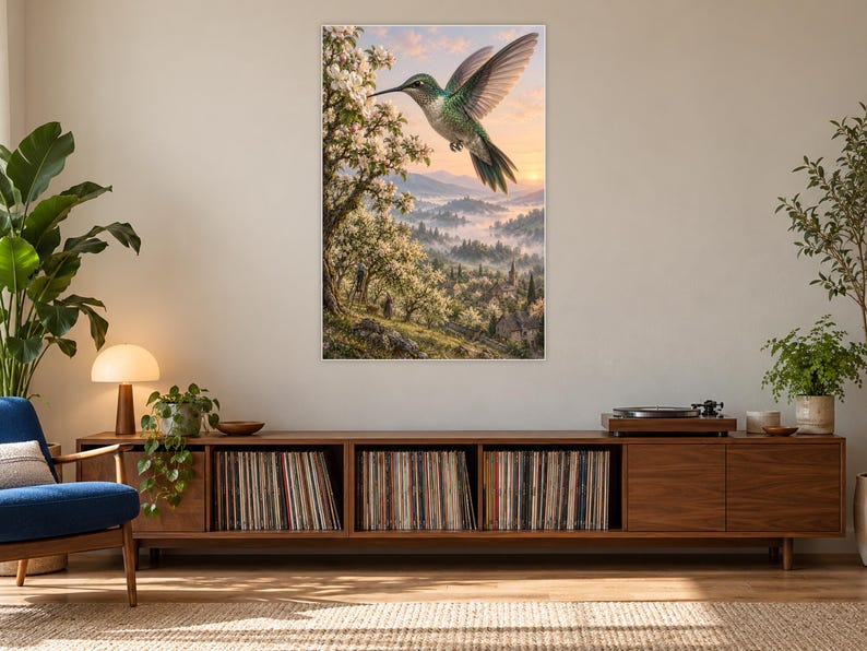 Hummingbird Art Print | Blossom Orchard Fantasy Wall Decor imagen 17