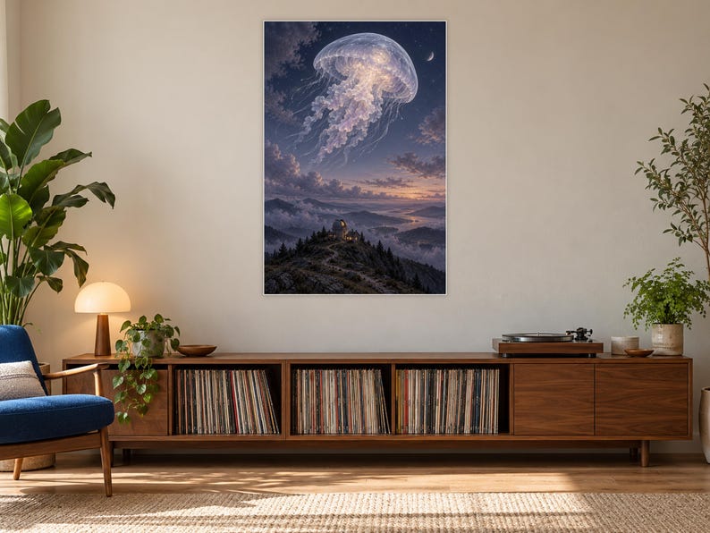 Jellyfish Art Print | Celestial Observatory Fantasy Wall Decor image 17
