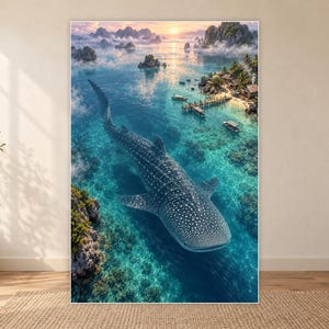 Whale Shark Art Print | Tropical Lagoon Fantasy Wall Decor zdjęcie 18