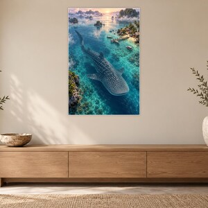 Whale Shark Art Print | Tropical Lagoon Fantasy Wall Decor zdjęcie 12