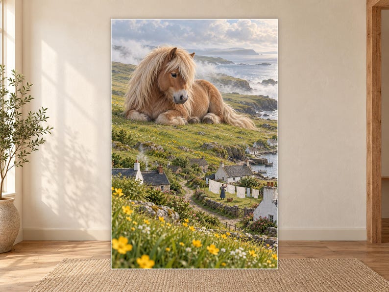 Shetland Pony Art Print | Seaside Village Fantasy Wall Decor image 18
