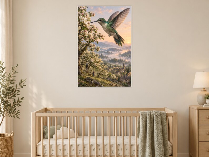 Hummingbird Art Print | Blossom Orchard Fantasy Wall Decor imagen 15