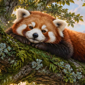 Red Panda Art Print | Misty Tea Garden Fantasy Wall Decor image 19