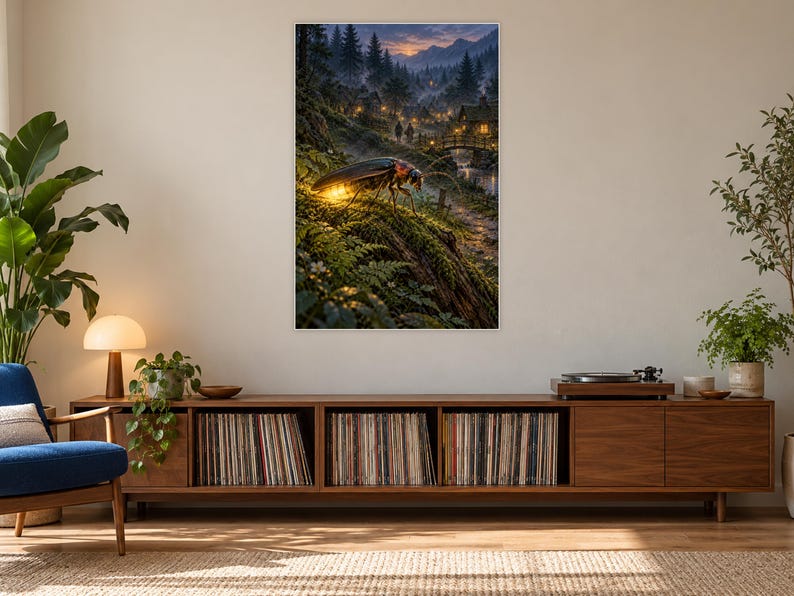 Firefly Art Print | Glowing Woodland Village Fantasy Wall Decor image 17
