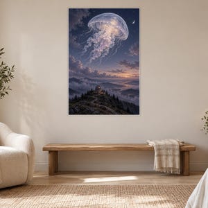 Jellyfish Art Print | Celestial Observatory Fantasy Wall Decor image 5