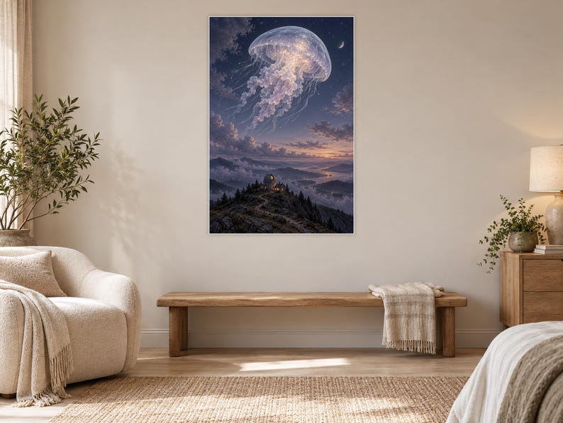 Jellyfish Art Print | Celestial Observatory Fantasy Wall Decor image 5