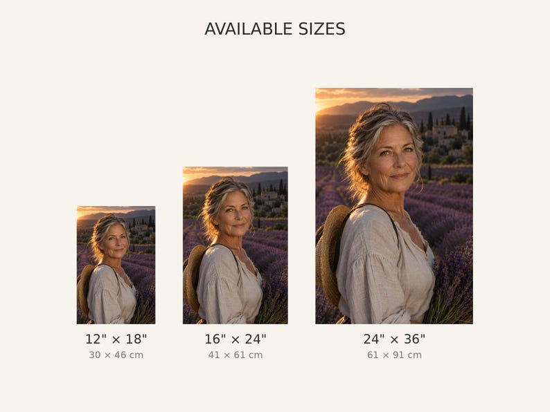 Lavender Farmer Portrait Print | Provence France Wall Art | Cinematic Floral Character Poster afbeelding 3
