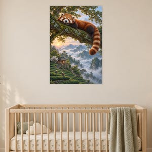 Red Panda Art Print | Misty Tea Garden Fantasy Wall Decor image 15