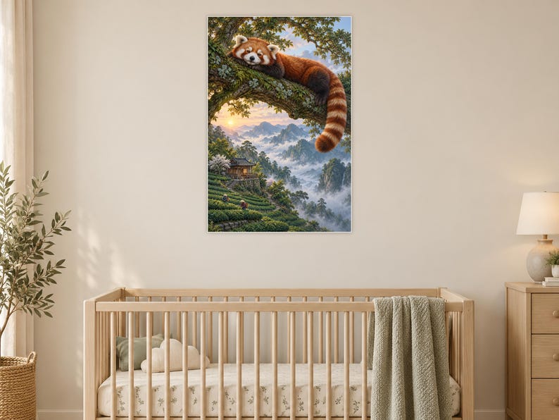 Red Panda Art Print | Misty Tea Garden Fantasy Wall Decor image 15