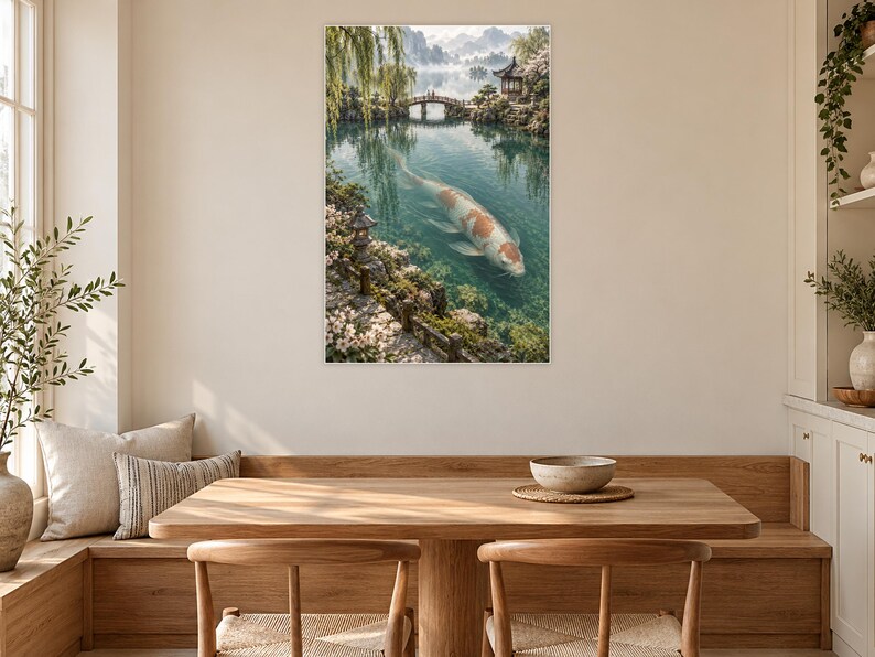 Koi Fish Art Print | Japanese Garden Fantasy Wall Decor image 9