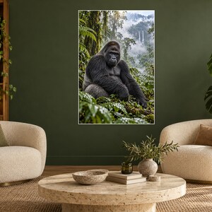 Mountain Gorilla Print | Rainforest Wall Art | Cinematic Animal Portrait image 1