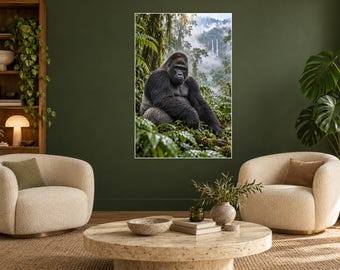 Mountain Gorilla Print | Rainforest Wall Art | Cinematic Animal Portrait