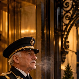 Pôster do Porteiro do Grand Hotel | Arte de Parede para o Hall de Entrada Noturno | Retrato Cinematográfico imagem 3