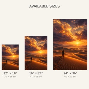 Desert Dune Wanderlust Poster | Epic Golden Hour Landscape Print | Minimalist Adventure Wall Art image 3