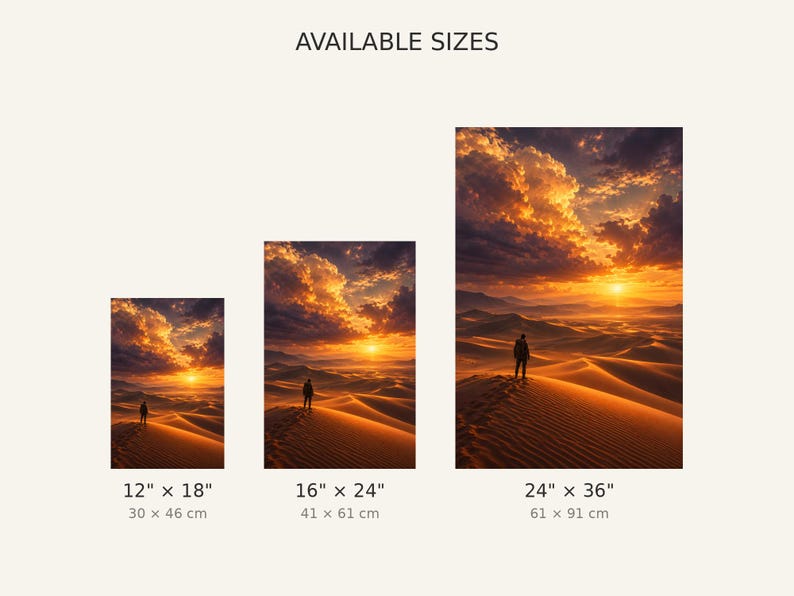Desert Dune Wanderlust Poster | Epic Golden Hour Landscape Print | Minimalist Adventure Wall Art image 3