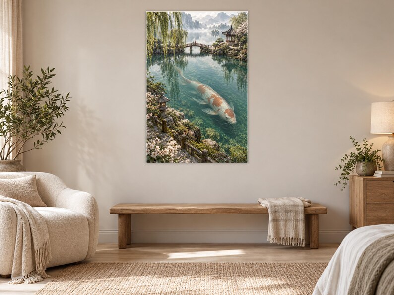 Koi Fish Art Print | Japanese Garden Fantasy Wall Decor image 5