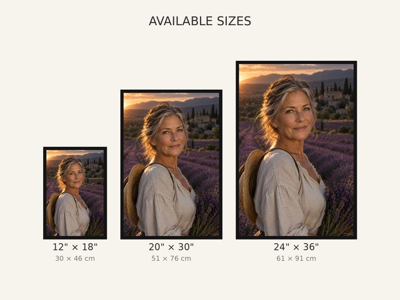 Framed Lavender Farmer Portrait Print | Provence France Wall Art | Cinematic Floral Character Poster immagine 3