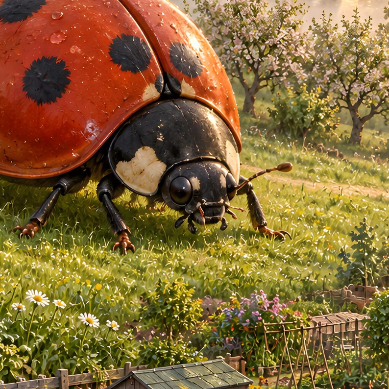Ladybug Art Print | Cottage Garden Fantasy Wall Decor immagine 19