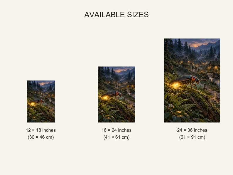 Firefly Art Print | Glowing Woodland Village Fantasy Wall Decor image 20