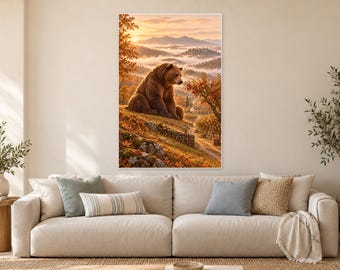 Brown Bear Art Print | Autumn Orchard Fantasy Wall Decor