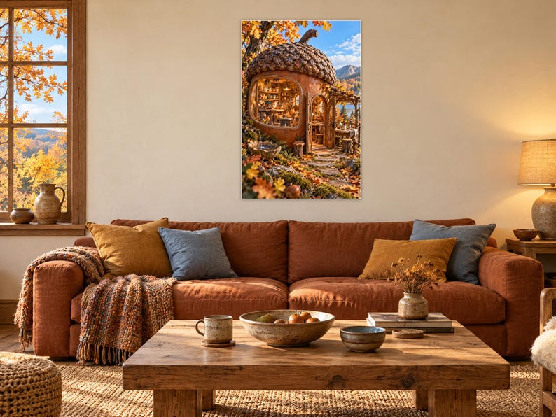 Acorn Pottery Studio Art Print | Autumn Woodland Craft Room Decor image 1