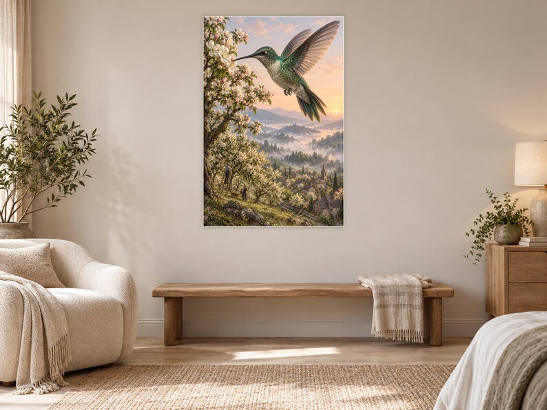 Hummingbird Art Print | Blossom Orchard Fantasy Wall Decor imagen 5